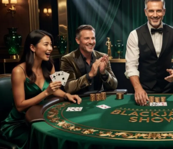 Stół blackjack w eleganckiej aranżacji podczas wieczornego eventu