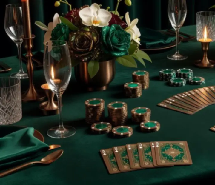 Luksusowa dekoracja stołu pokerowego z eleganckimi dodatkami